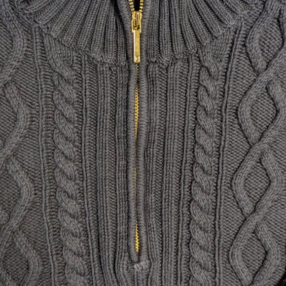 CHAPS 100% Cotton Cable Knit Half-Zip Sweater – Navy Blue (Women's M) - Picture 3 of 7